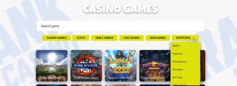 Sortera spel efter leverantör som NetEnt och Microgaming