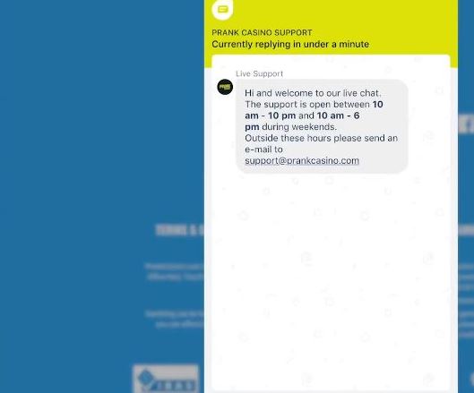 Kontakta Prank Casino support via livechatt snabbt 