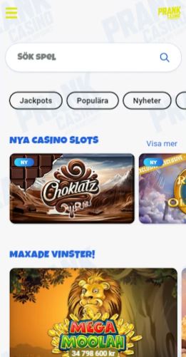Search for new casino slots at Prank Casino 